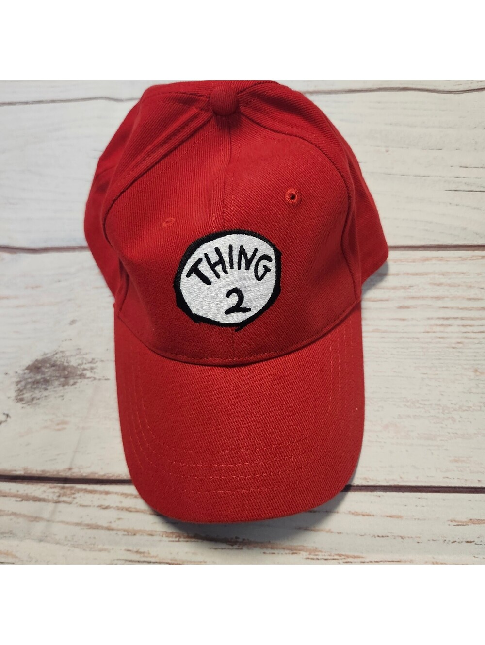Red 'Thing 2' Embroidered Baseball Cap Adjustable